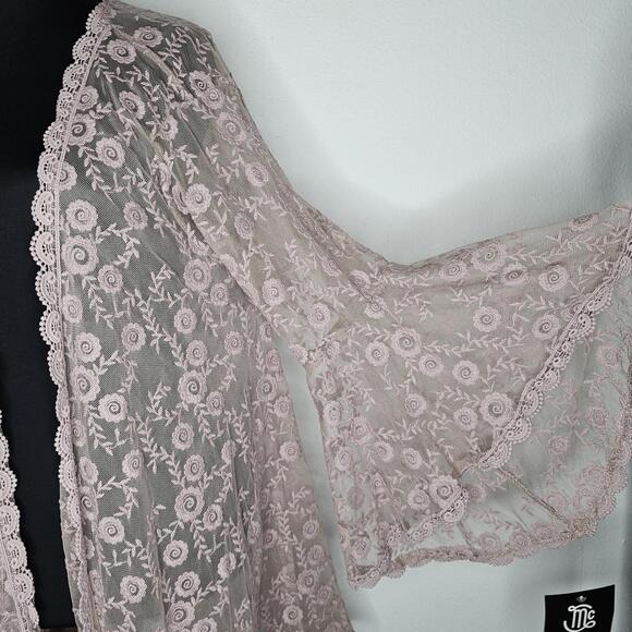 NWT Miss Chevous Women's Pink/Lace Cardigan Size L/XL - Picture 2 of 6